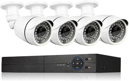 Eversecu 4 Channel Security Camera System 1080P Lite DVR and (4) 2.0MP 1080P Weatherproof Cameras Support Night Vison Weatherproof, Motion Alert, Smartphone, PC Easy Remote Access (NO HDD Included) EVERSECU