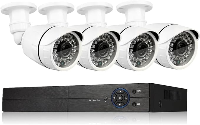Eversecu 4 Channel Security Camera System 1080P Lite DVR and (4) 2.0MP 1080P Weatherproof Cameras Support Night Vison Weatherproof, Motion Alert, Smartphone, PC Easy Remote Access (NO HDD Included) EVERSECU