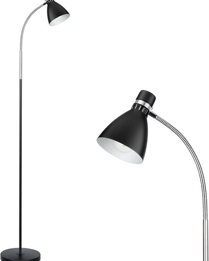 Adjustable Gooseneck Floor Lamp Black,Floor Reading Lamp for Bedroom, Grow Light for Indoor Plants. Minimalist Standing Lamp & Small Task Floor Light… - LeafyLoom