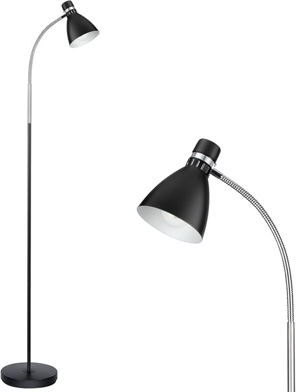 Adjustable Gooseneck Floor Lamp Black,Floor Reading Lamp for Bedroom, Grow Light for Indoor Plants. Minimalist Standing Lamp & Small Task Floor Light… - LeafyLoom