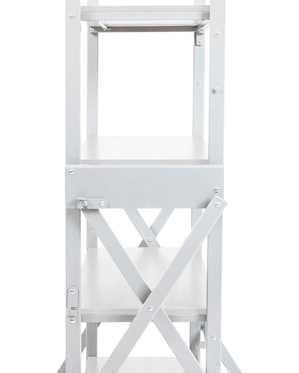 Origami Modern 2 in 1 Shelf to Table Style, Organizer Deco Rack Magically Turn to a Table/Desk in a Second,Fully Assembled,White/White US Patent Pending (STT-WHIWHI) - LeafyLoom