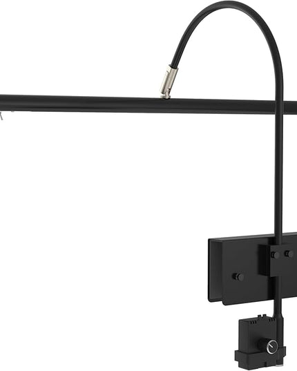 Cocoweb 19" LED Grand Piano Light in Black with Satin Nickel Accents with Dimmer Clip - LeafyLoom