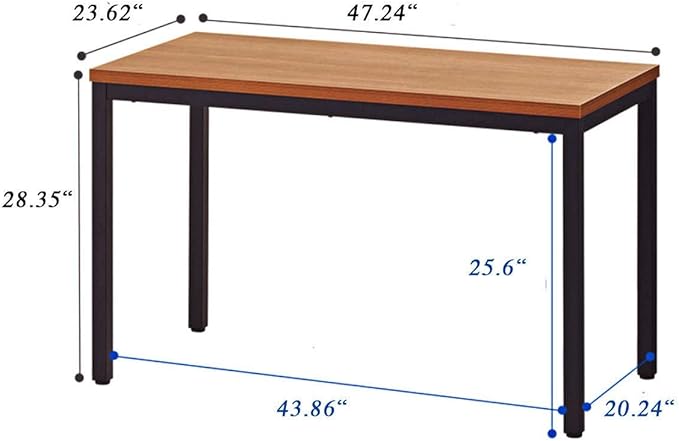 BIBOC 24X48 inches Computer Desk/Dining Table, Office Desk, Composite Wood Board Sturdy Writing Workstation for Home Office Walnut and Black Legs - LeafyLoom