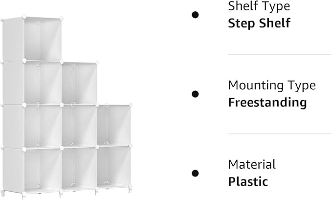 FUNLAX Cube Storage Shelf, 9 Storage Cubes Closet Organizers and Storage Portable Cube Storage Organizer Plastic Bookshelf Bookcase for Study Room, Bedroom, Office, White - LeafyLoom