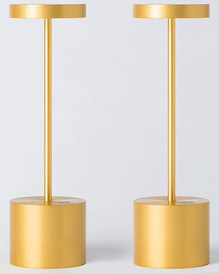 2 Pack Cordless Table Lamp Rechargeable Outdoor Waterproof Portable Battery Operated LED Table Light - for Home Restaurant Desk Bar Patio Kitchen Dinning Party (Gold) - LeafyLoom