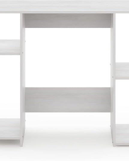 Furinno Jaya Computer Study Desk, White Oak/Stainless Steel - LeafyLoom