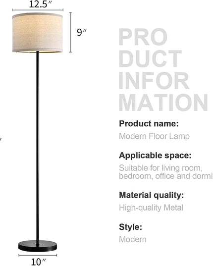 Oneach 61" Farmhouse Industrial Floor Lamp for Living Room Standing Floor Lamp Rustic Floor Lamps for Living Room Bedroom Tall Lamps with Rotary Switch for Bedroom with Natural Linen Lamp Shade - LeafyLoom