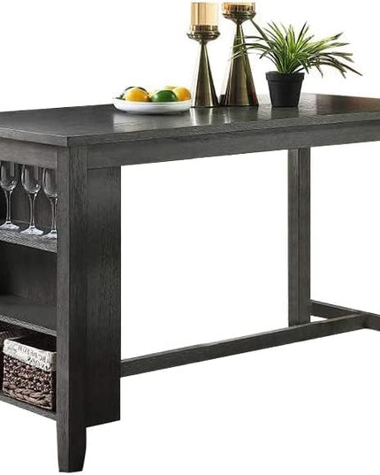 NicBex 60Inch Rectangular Dining Table,Counter Height Kitchen Table with Solid Wood Tabletop and Storage Shelves for 4 to 6,Dining Room Table for Kitchen,Small Space,Dining Living Room,Easy Clean,Gray - LeafyLoom