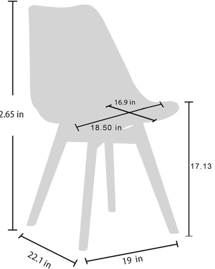 CangLong Mid Century Modern Side Chair with Wood Legs for Kitchen, Living Dining Room, Pack of 1, White (KU-191226) - LeafyLoom