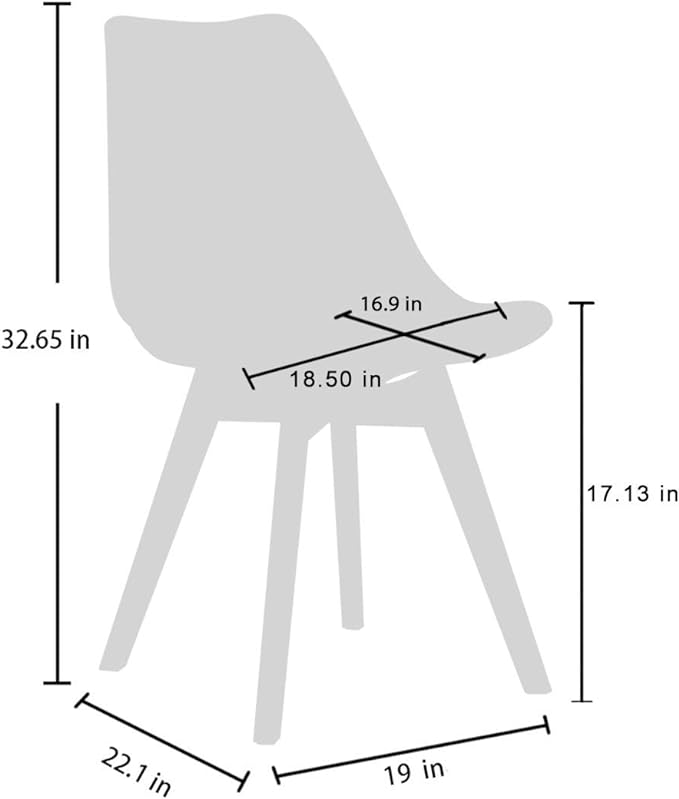 CangLong Mid Century Modern Side Chair with Wood Legs for Kitchen, Living Dining Room, Pack of 1, White (KU-191226) - LeafyLoom