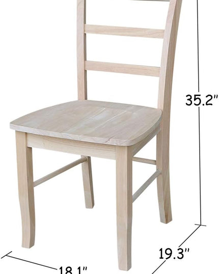 International Concepts Set of Two Madrid Chairs, Wood, Unfinished - LeafyLoom