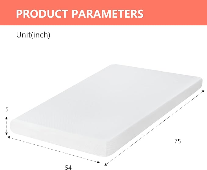 FDW 5 Inch Gel Memory Foam Mattress Medium-Firm Mattress for Pressure Relief & Cooler Sleep Mattress for Kid Adults CertiPUR-US Certified Mattress in a Box, Full - LeafyLoom