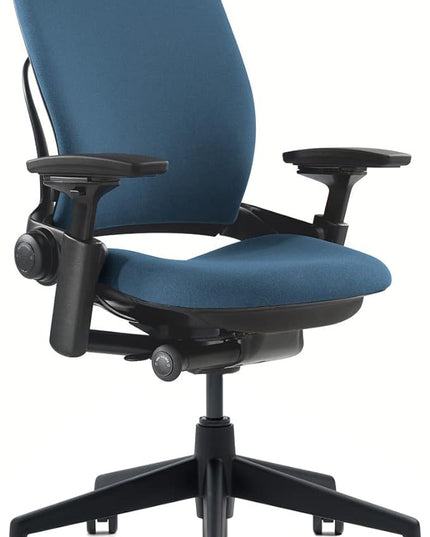 Steelcase Leap Office Chair, Black Frame and Buzz2 Sky Fabric - LeafyLoom