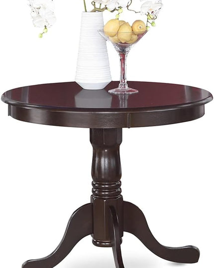 East West Furniture ANPF5-CAP-W 5 Piece Room Set Includes a Round Wooden Table with Pedestal and 4 Kitchen Dining Chairs, 36x36 Inch - LeafyLoom