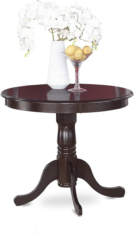 East West Furniture ANPF5-CAP-W 5 Piece Room Set Includes a Round Wooden Table with Pedestal and 4 Kitchen Dining Chairs, 36x36 Inch - LeafyLoom