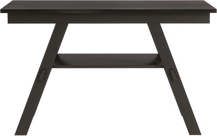 6-Piece Rustic Counter Height Dining Complete Kitchen Table Set with Storage Shelf, Bench, and 4 Upholstered Chairs, Espresso+Beige Cushion, 1 - LeafyLoom