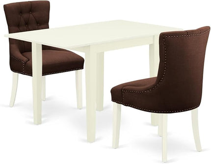 East West Furniture NDFR3-LWH-19 Dining Table Set - LeafyLoom