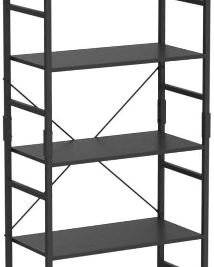 OTK 5 Tier Bookshelf, Tall Bookcase, Office Shelf Storage Organizer, Modern Book Shelf for Living Room, Bedroom, and Home Office, Black - LeafyLoom