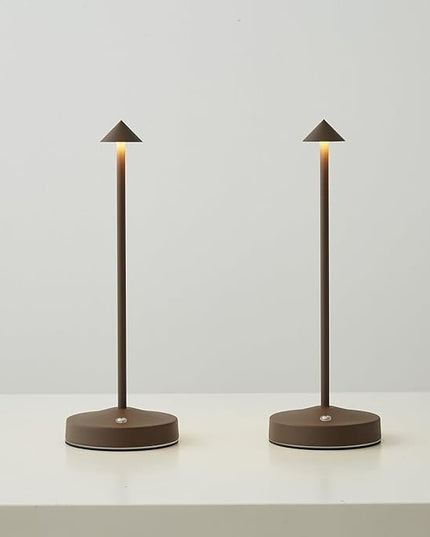 2 PACK Cordless Lamps,Battery Rechargeable Table Lamp,Portable Lamps,2 Level Brightness Dimmable Night Light,Minimalist Design,Cordless Table Lamps for Living Room/Restaurant/Couple Dinner(Rust) - LeafyLoom