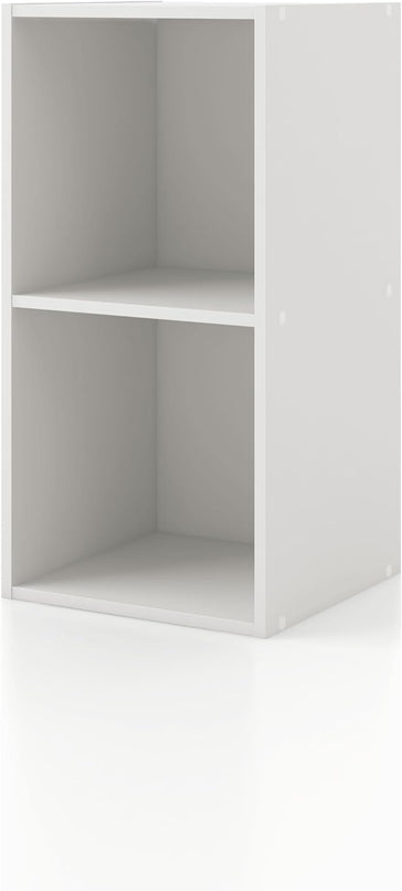 Apexa 2 Cube Storage Organizer Shelves, Stackable Wood Bookcase Fits Cubby Bins for Organization, Dorm Teen Room Decor & Home Office, White - LeafyLoom