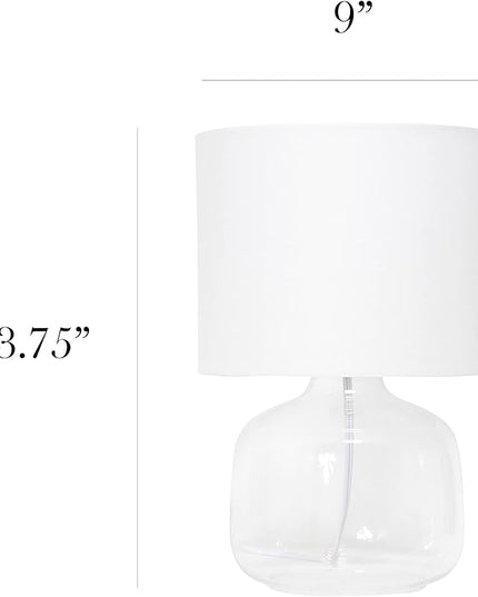 Simple Designs LT2064-CLW Glass Table Lamp with White Fabric Shade, Clear (Pack of 4) - LeafyLoom