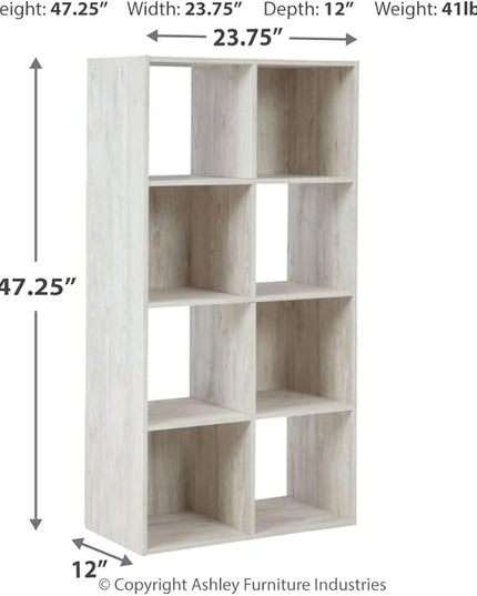 Signature Design by Ashley Paxberry Coastal 8 Cube Storage Organizer or Bookcase, Whitewash - LeafyLoom