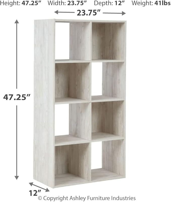Signature Design by Ashley Paxberry Coastal 8 Cube Storage Organizer or Bookcase, Whitewash - LeafyLoom