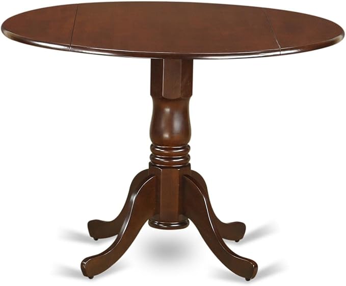East West Furniture DLML3-MAH-LC 3 Piece Room Furniture Set Contains a Round Kitchen Table with Dropleaf and 2 Faux Leather Upholstered Dining Chairs, 42x42 Inch - LeafyLoom