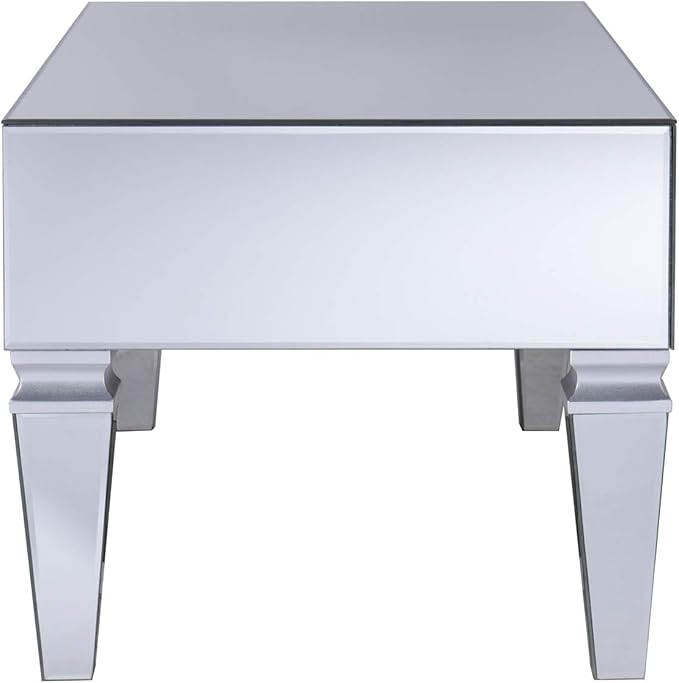 SEI Furniture Darien Contemporary Mirrored Rectangular, Rectangle Coffee Table, Silver - LeafyLoom