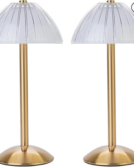 Cordless Table Lamps Rechargeable Lamps for Home, Gold 12'' Tall LED Brass Portable Outdoor Indoor Table Lamp with Touch Sensor, Adjustable Brightness and Color (Pack2-Gold Lamp) - LeafyLoom
