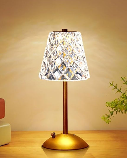 Cordless Metal Desk Lamp, Touch Sensor Control LED Table Lamp,3 Color Stepless Dimmable Battery Powered Lamp,Night Light for Kids Nursery,Bedroom/Desk/Cafe (Gold-1) - LeafyLoom
