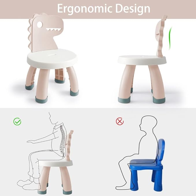 Toddler Chair,Plastic Kids Dino Chair,Sturdy Durable and Lightweight Toddler's Activity Chairs,Anti-Slip Ergonomic Design kids step stool,Indoor or Outdoor Use for Boys Girls Aged 2+ (Pink) - LeafyLoom