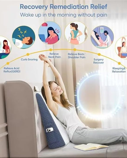 Wedge Pillow with Removable Washable Cover, 2024 New 7.5'' Bed Wedge Pillow for Sleep Apnea, Acid Reflux, Heartburn, GERD, Neck Pain, Cooling Memory Foam Top Incline Pillow for Improved Sleep - LeafyLoom