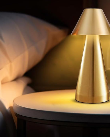Portable Metal Desk Lamp, Cordless Metal LED Table Lamp,3 Color Touch Control Rechargeable Lamp,3-Levels Brightness Room Decor Desk Lamp,Bedside Lamp,Dining Room Lamp (Gold) - LeafyLoom