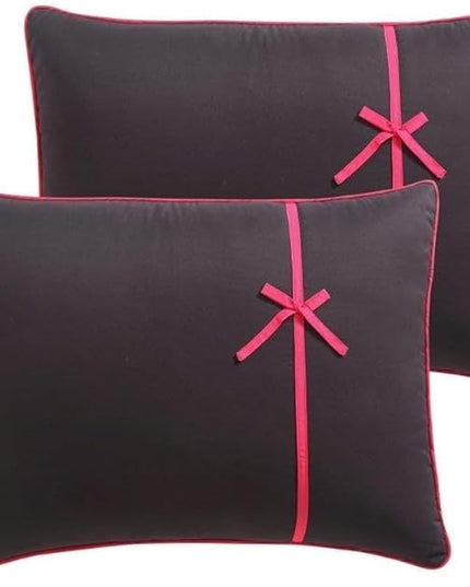 VCNY Home - Full Bed in a Bag, 10-Piece Bedding Set with Matching Sheets & Bedskirt, Ideal for All Seasons, Cozy Chic Home Decor (Sophie Black/Pink, Full) - LeafyLoom
