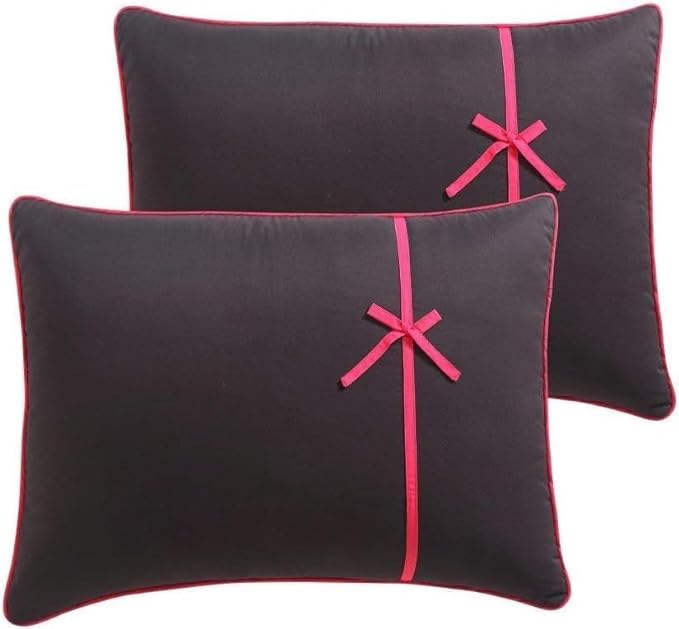 VCNY Home - Full Bed in a Bag, 10-Piece Bedding Set with Matching Sheets & Bedskirt, Ideal for All Seasons, Cozy Chic Home Decor (Sophie Black/Pink, Full) - LeafyLoom