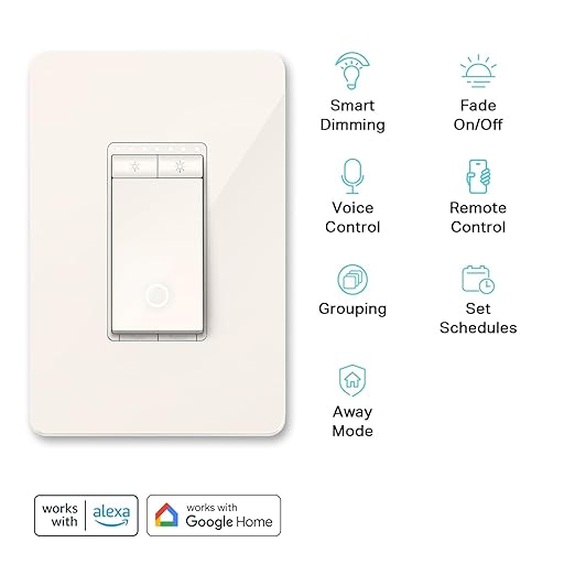 Kasa Smart Dimmer Switch HS220-LA, Light Almond, Single Pole, Needs Neutral Wire, 2.4GHz Wi-Fi Light Switch Compatible with Alexa and Google Home, UL Certified, No Hub Required KasaSmartbyTP-Link