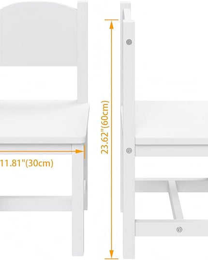 Timy Toddler Wooden Chair Pair, Kids Furniture for Eating, Reading, Playing 2 Pack (White) - LeafyLoom