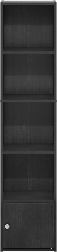 Furinno Luder Shelf Bookcase with 1 Door Storage Cabinet, Blackwood - LeafyLoom