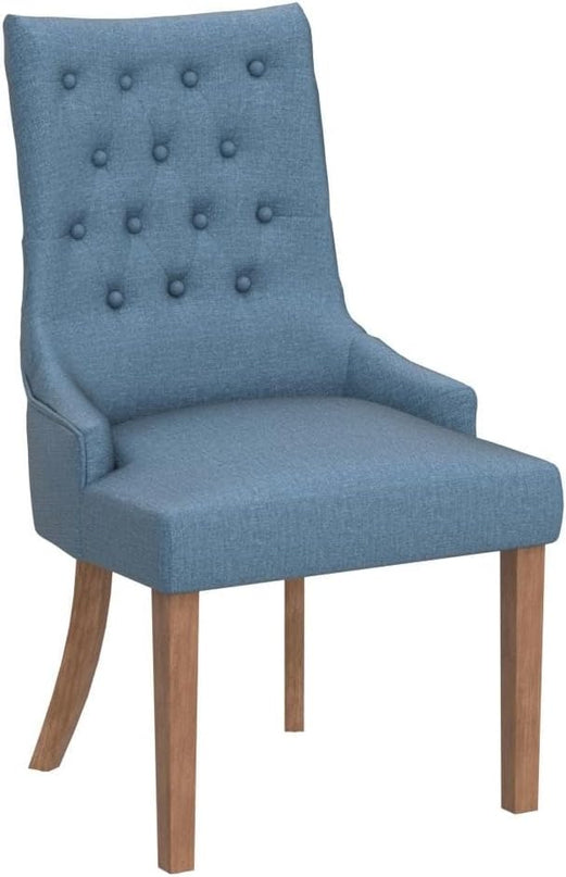 COLAMY Wingback Upholstered Dining Chairs Set of 4, Fabric Side Dining Room Chairs with Tufted Button, Living Room Chairs for Home Kitchen Resturant - Dark Blue - LeafyLoom