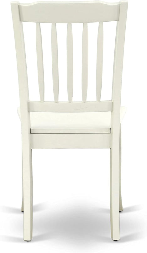 East West Furniture SUDA5-LWH-W 5 Piece Dining Room Furniture Set Includes a Round Kitchen Table with Dropleaf & Shelves and 4 Dining Chairs, 42x42 Inch, Linen White - LeafyLoom