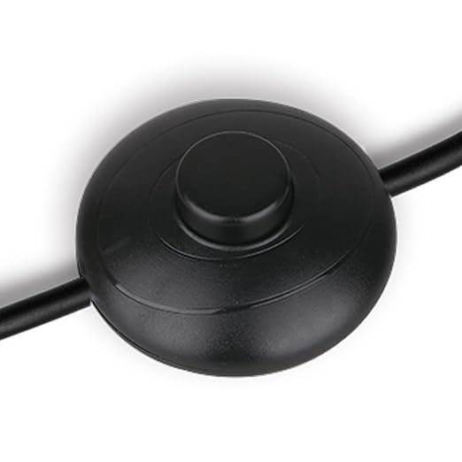 1Pcs Floor Lamp Foot Switch, Black Foot Pedal Switch, Round Floor Lamps Foot Inline Switch, Step ON Off Spring Push Button, for Foot Pedal Control Replacement Floor Lamp Extension Cord Parts - LeafyLoom