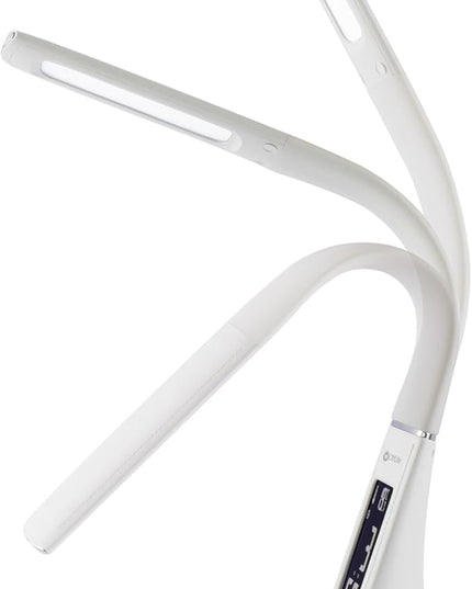 OttLite Thrive LED Sanitizing Desk Lamp with Clock and USB Charging - Eliminates up to 99.9% of Bacteria, Touch Activated, Flexible Neck, Modern Light for Reading, Crafting & Office Desktop - LeafyLoom
