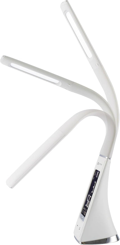OttLite Thrive LED Sanitizing Desk Lamp with Clock and USB Charging - Eliminates up to 99.9% of Bacteria, Touch Activated, Flexible Neck, Modern Light for Reading, Crafting & Office Desktop - LeafyLoom