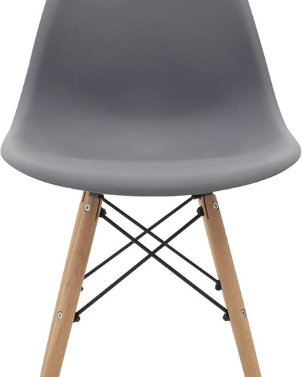 CangLong Modern Mid-Century Shell Lounge Plastic Natural Wooden Legs for Kitchen, Dining, Bedroom, Living Room Side Chairs, Set of 1, Grey - LeafyLoom