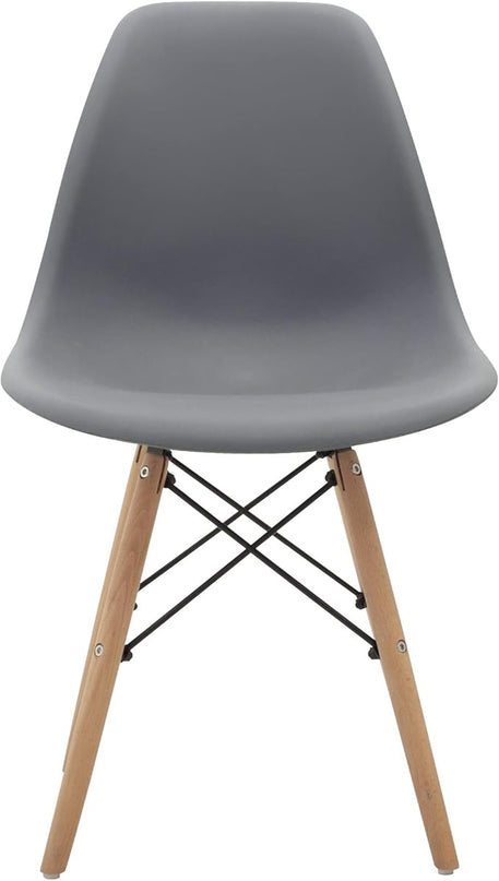CangLong Modern Mid-Century Shell Lounge Plastic Natural Wooden Legs for Kitchen, Dining, Bedroom, Living Room Side Chairs, Set of 1, Grey - LeafyLoom