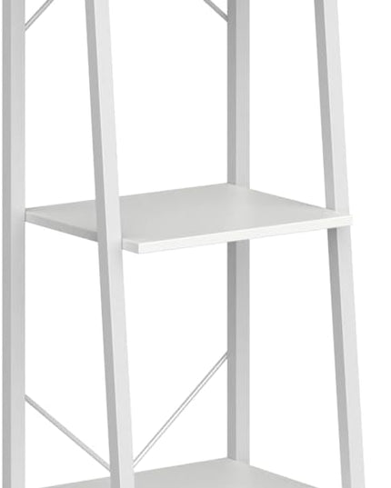 Ladder Shelf, Bookshelf Bookcase, Freestanding Corner Storage Shelve with 2 Hooks for Home Office, Living Room, Kitchen, Bedroom, Industrial, 5-Tier White BC03213W - LeafyLoom
