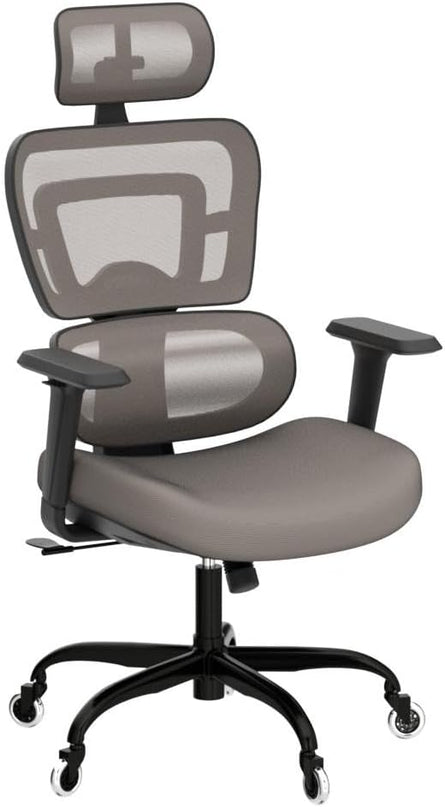 Ergonomic Office Chair - Mesh Office Chair High Back, Rolling Desk Chair, Executive Swivel Chair, Computer Chair with 3D Adjustable Armrest, 3D Lumbar Support, Blade Wheels, Adjustable Headrest - LeafyLoom