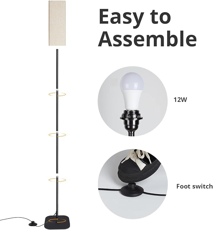 Floor Lampswith LED Bulb for Living Room, Modern LED Standing Lamp Reading Light 3 Color Temperatures Adjustable Bedside Lamps for Bedroom Living Room Office Decor - LeafyLoom
