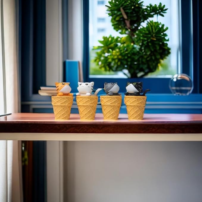 Cute and Compact Office Desk Decorations Cat in Eggshell Desk Ornament Shelf Decor Home Decor Bookshelf Decorative Objects Tabletop Decor - LeafyLoom